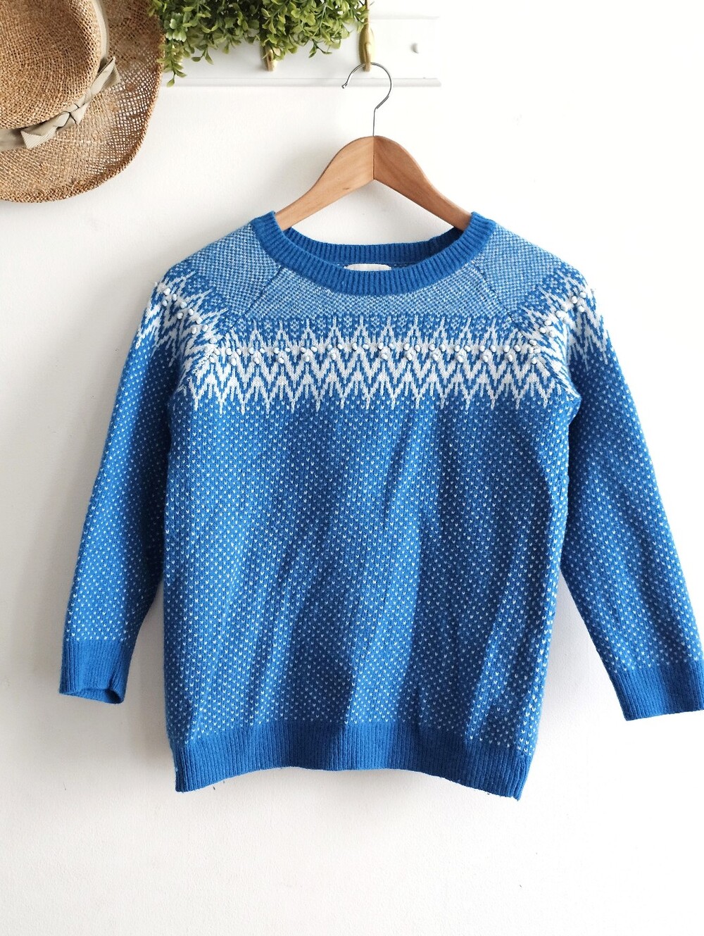 Telluride Clothing Co Girls M Fair Isle Lambswool Blue Nordic Sweater